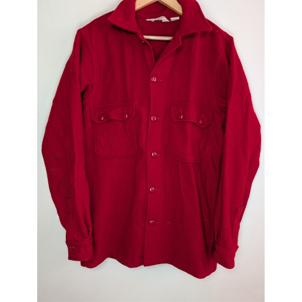 VINTAGE BOY SCOUTS Wool‎ Blend Button Front Jacket Shacket Mens 40 Utility 70s